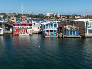 Colourful float homes at Fisherman’s Wharf in James Bay